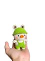 Crochet cute duck bag charm or keychain with a dress and hat. 