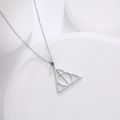 Skyrim Stainless Steel Deathly Hallows Necklace Round Triangle Silver Color Pendants Necklaces Geometric Jewelry for Women Men. 