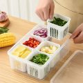 Refrigerator Storage Box 6 Grid Food Vegetable Fruit Storage Box Fridge Organizer Drain Basket Meat Onion Ginger Clear Crisper. 