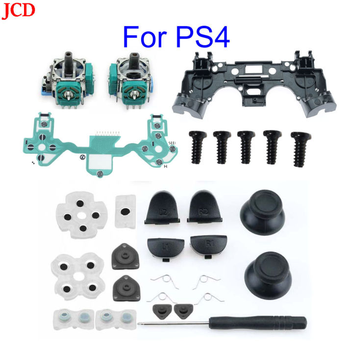 For PS4 Controller Repair Set L1 R1 L2 R2 Trigger Buttons 3D Analog Joysticks Thumb Sticks Cap Conductive  Screwdriver Kit