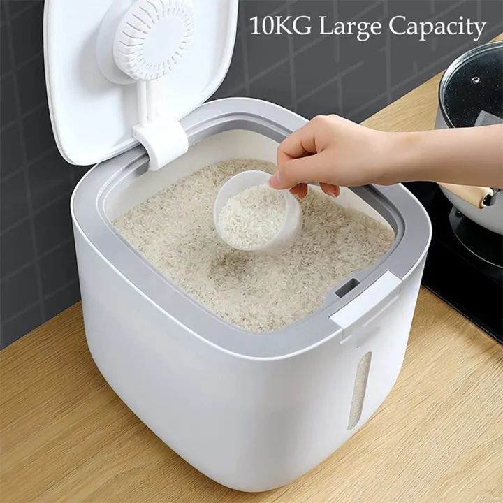 10 Kg Moisture-Proof Rice Grain Storage Box, Nano Bucket For Kitchen ...