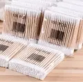 300pcs Double Head Wood Cotton Swab Nose Ears Cleaning Women Makeup Tools Lipstik Cotton Buds Tip Sticks Bastoncillos Oidos. 
