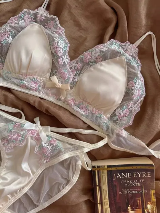 MOYISU%20Sweet%20Soft%20Milk%20French%20Pure%20Desire%20Girl%20Bra%20Set%20Triangle%20Cup%20No%20Underwire%20Underwear%20Small%20Breasts%20-%20Image%203