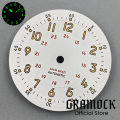 GRAMOCK Pilot Dial 29mm White Field Watch Dial Yellow Number For NH35 ETA PT5000 Miyota DG2813 ST2130 Movement Hand Set Luminous. 