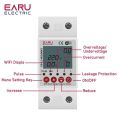 2P 63A TUYA APP WiFi Smart Circuit Earth Leakage Over Under Voltage Protector Relay Device Switch Breaker. 