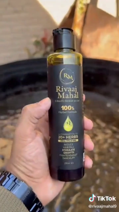 Rivaj mahal hair oil for Hair Growth & Shine - 100% Natural Formula for Men & Women - Stops Hair Fall, Promotes Thick & Long Hair - 200ml, hair food oil, Hair growth oil, Herbal hair oil, Hair fall control, rosemary oil for hair growth