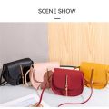 New Golden Tassel Double Layer Semi Circle Solid Color One Shoulder Saddle Bag Fashion Casual Women Small Bag.