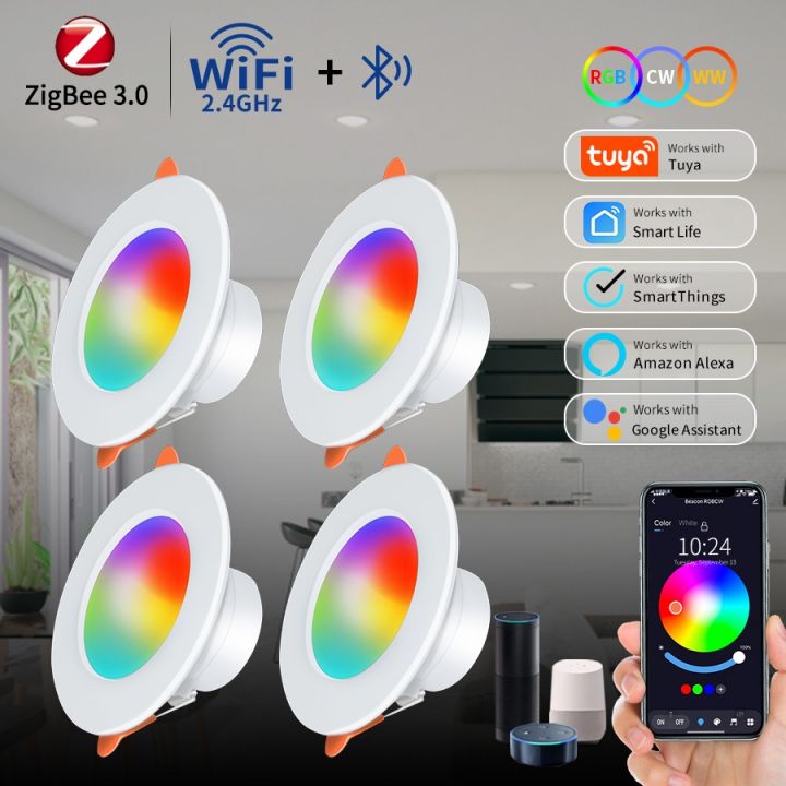 ZigBee Smart Ceiling Light Tuya WiFi Bluetooth LED Downlight RGB ...