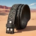Genuine Leather retro men's and women's belt embossed pure cowhide retro nostalgic belts for women versatile jeans Western style. 