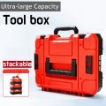 Stackable Toolbox Portable Hardware Storage Box Red Heavy Duty Tools Case Electric Drill Tool Box Garage Tool Organizer. 