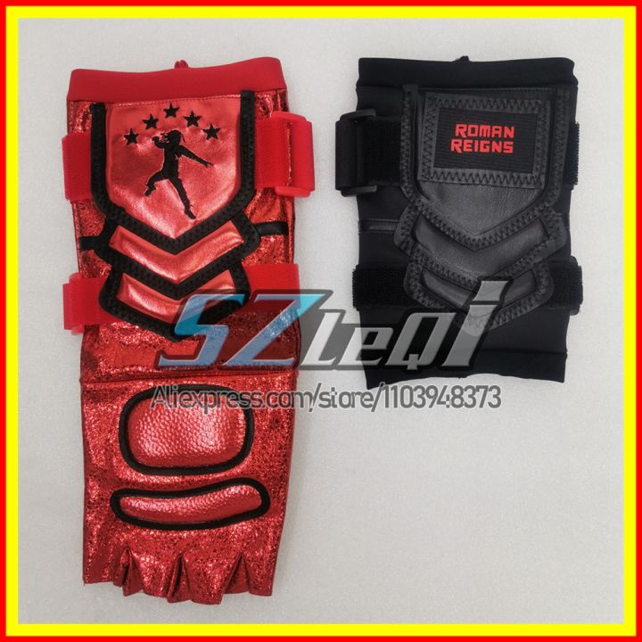 Premium Red Gold Motorcycle Gloves Set For Roman Reigns With Sponge Gloves Weight Lifting Wrestling Outdoor Sports Gauntlet Sets