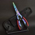 Portable Fishing Path Pliers Coated with Colored Titanium Multifunctional Fishing Pliers Gripper Stainless Steel Hook Cutter. 