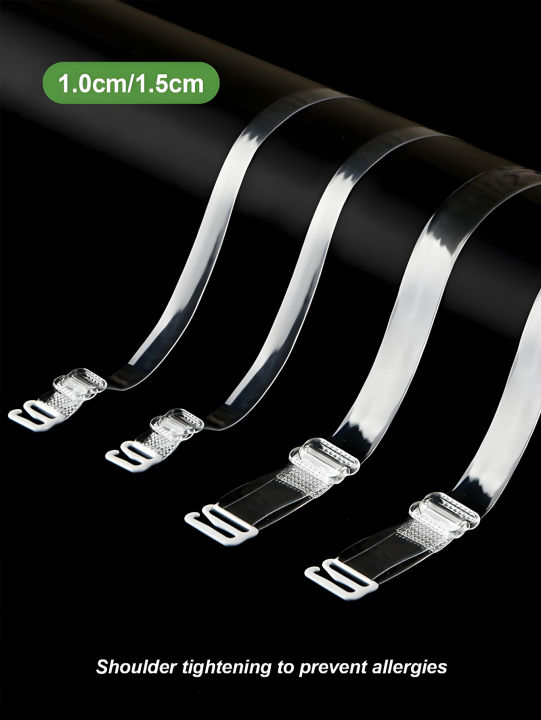2/5 Pairs Clear Transparent Bra Straps for Women 10/15mm Invisible Anti-Slip Silicone Detachable Seamless Bra Strap Replacement