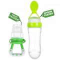 2 in 1 Baby Infant Food Fruits Soft Bite Nipple Feeder Silicone Pacifier With Baby Spoon Squeeze Soft Silicone Spoon Feeder Feeding Tool

 For Babies. 