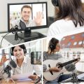 Plug & Play 3.5mm Condenser Microphone with Stand for PC, Phone, Laptop, Tablet - Ideal for TikTok, YouTube, Skype, Karaoke, Gaming, Chatting. 