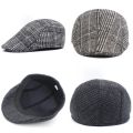 British Style Gentleman Golf Baseball Hat Wool Beret Cap Retro Newsboy Painters Plaid Check Printed Hat Waiter Cabbie Flat Visor. 