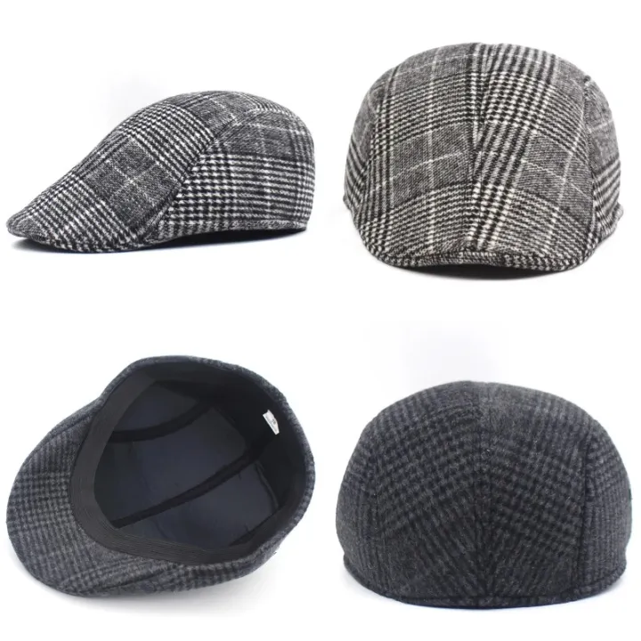 British%20Style%20Gentleman%20Golf%20Baseball%20Hat%20Wool%20Beret%20Cap%20Retro%20Newsboy%20Painters%20Plaid%20Check%20Printed%20Hat%20Waiter%20Cabbie%20Flat%20Visor%20-%20Image%206