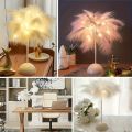 Battery Power Led Night Light For Bedroom Wedding Decoration Feather Table Lamp With Smart Room Night Light. 