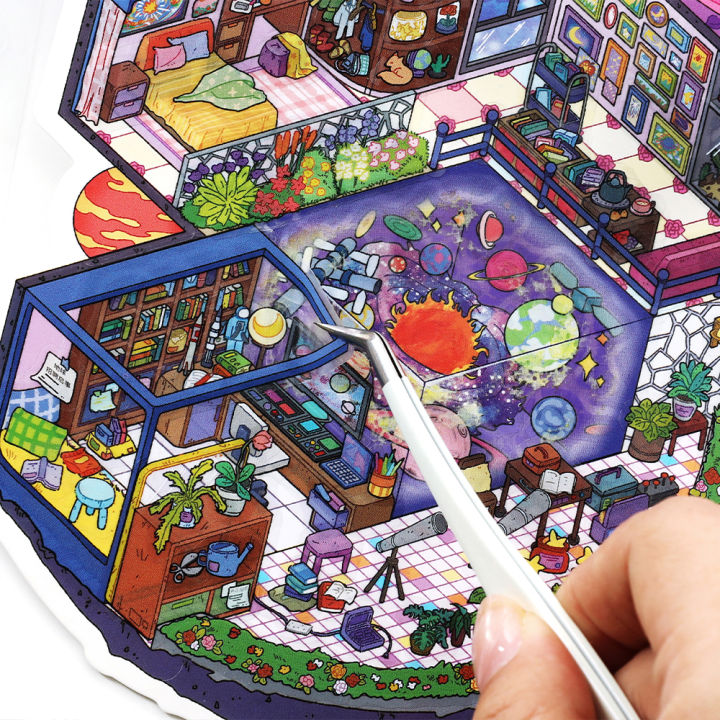 Kawaii Deep Sea Music Hall 3D space station Landscape Sticker  DIY Pocket Cabin Scene festival  ﻿