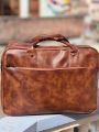 Men's Office Bag Briefcase Bag File Bag Laptop Bag Travel Document Bag PU leather Side Bag. 