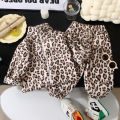 Children's autumn and winter flange pajamas suits Korean version boys plus velvet thick home service girl warm underwear suit. 