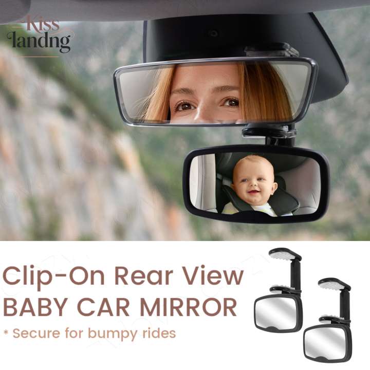 1PC & 2PC Clip-On Baby Car Mirror | Shatterproof Rear View Mirror for Rear-Facing Infant, Secure for Bumpy Rides