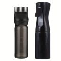 2-Pack Plastic Refillable Continuous Spray Bottles with Root Comb Applicator - Fine Mist Sprayer for Hairstyling Hair Dye Bottle. 