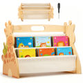 Kid Bookshelf Double Sided 4 Tier Multi-Layer Portable Wood Toddler Montessori Bookshelf for Kid Room Nursery Bedroom Playroom. 