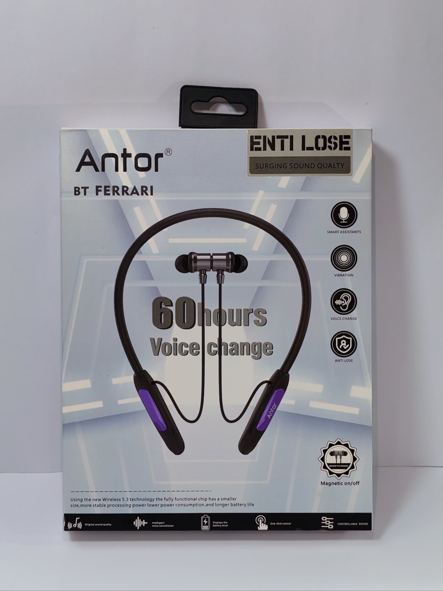 Neckband Antor Farrari Wireless Earphone Bluetooth 5.3 voice Change magnetic On /Off