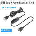 1M/2M USB Male to Female Extension Cable with On/Off Switch Data Transfer and Charging for LED Lamp/USB Flash/Fan/LED Strips etc. 