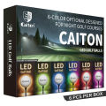 Caiton 6Pcs LED Golf Balls Impact Activated Ultra Bright Night Golf Glow Balls Long Lasting Light Practice Play for Golfers.