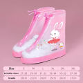 1 Set Non-Slip Waterproof Kids Rain Shoe Covers, Cartoon Unicorn Design, Zip PVC Solid Rain Galoshes. 