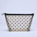 Nylon Mesh Cosmetic Bag Zipper Heart Shaped Toiletry Organizer Makeup Bags Multifunctional Women Lipstick Key Coin Purse Pouch.