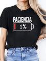 Vibrant Spanish Letter Print Short Sleeve Round Neck Women's Casual Sports Summer - Breathable Moisture-Wicking Lightweight.