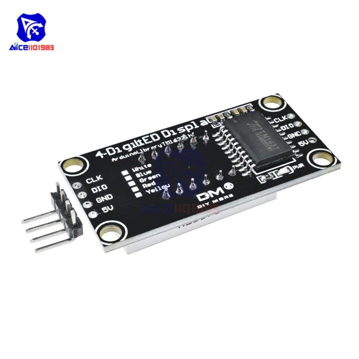 TM1637%200.36"%204%20Bit%20LED%20Digital%20Tube%20Display%207%20Segments%20Red%20Green%20Blue%20Yellow%20White%20LED%20Module%20Board%20with%20Pin%20for%20Arduino%20-%20Image%202