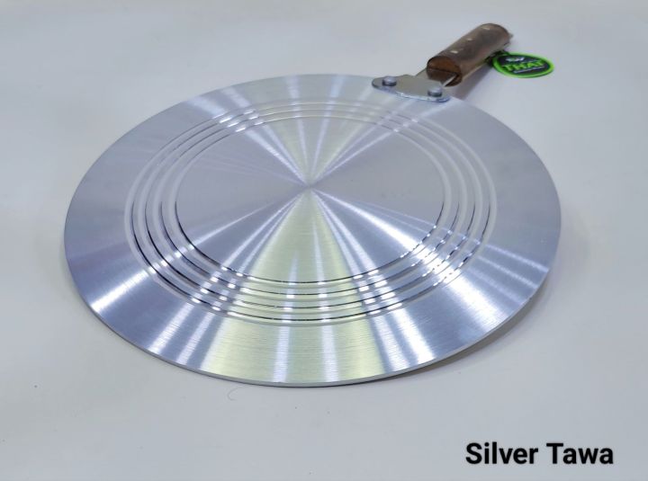 Silver Tawa 12" Inches Kitchen Cooking Utensil Flat Bottom Non-Stick Pan