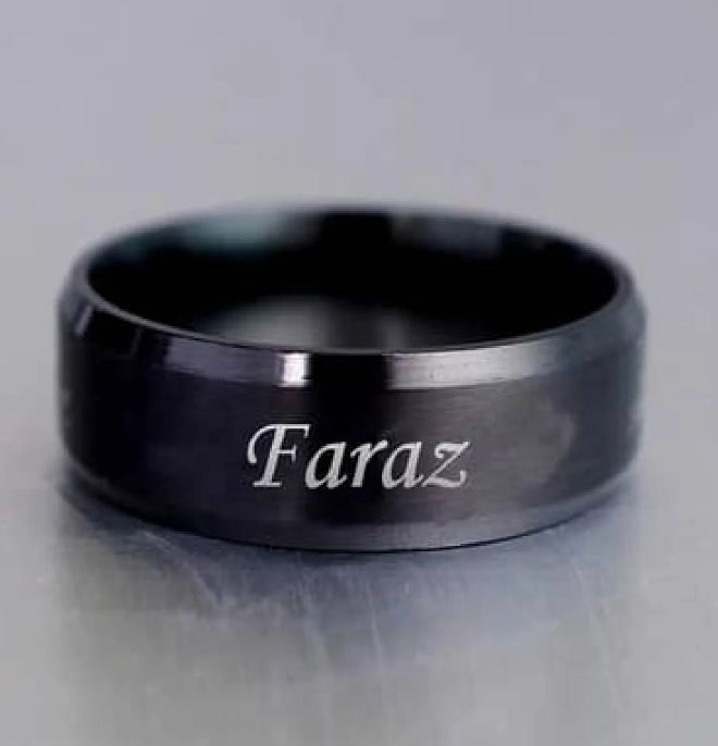 Customised Name Ring challa Black gold silver