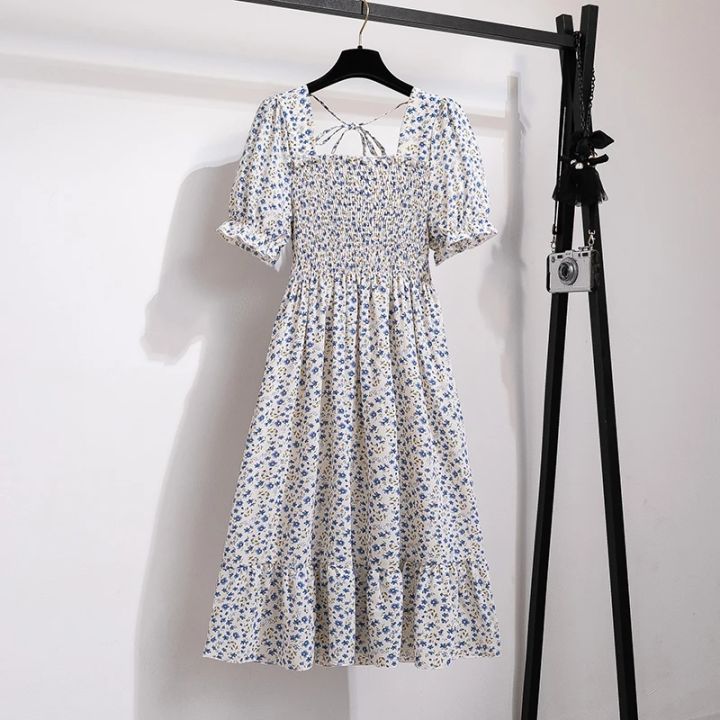 Spring%20Summer%20Chiffon%20Dresses%20Fashion%20Female%20Elastic%20Waist%20Short%20Sleeve%20Pleated%20Casual%20Dress%20Women%20A-line%20Dresses%20Vestidos%20-%20Image%207