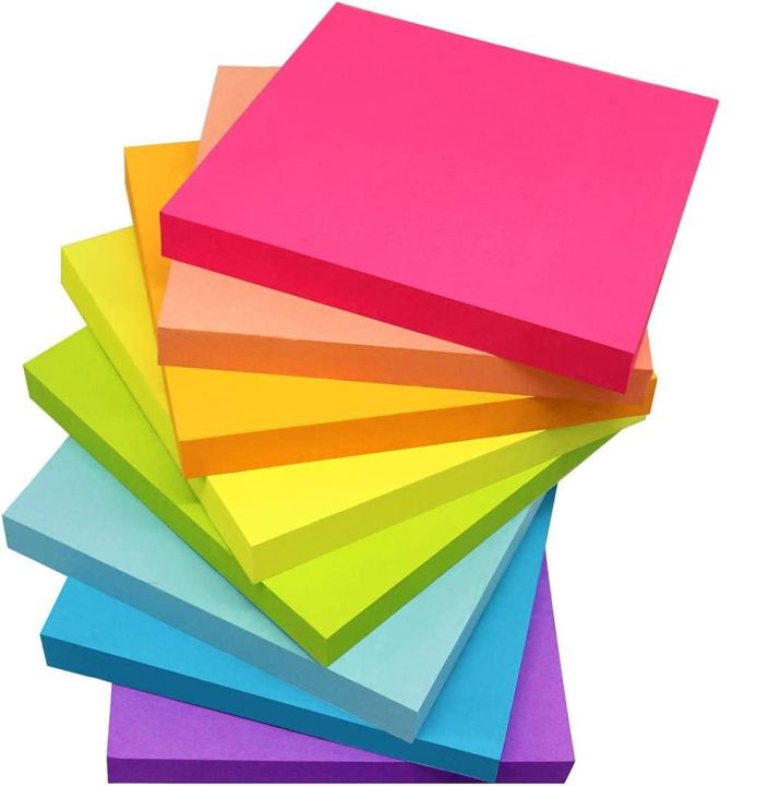 Packet of 100 piece 3 by 3 sticky notes