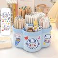 Cartoon Fire Wheel 360 Degree Rotating Pen Holder Storage Box Large Capacity Storage Box Office Desktop Stationery Storage. 
