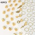 45pcs Alloy Braid Hair Ring Dreadlock Hair Ring - Hippie Style Hair Accessories Loc Hair Jewelry for Braids for Girls and Women. 