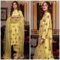 Floral Silk Dress with Organza Dupatta. 