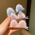 2Pcs/Set New Cute Solid Rabbit Ears Clips for Baby Girls Handmade Kawaii Barrettes Headwear Kids Hair Accessories. 