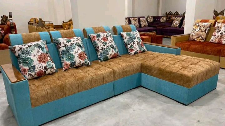 l shape sofa set. segun wood and velvet febris