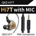 QKZ HI7T In Ear Headphones HIFI Monitoring Wired Control Subwoofer Wired Headphones for Mobile Running Live Streaming Headphones.