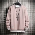 Mens Casual Sweatshirts Hoodie Men Fake Two Pieces Multi Color O-Neck Fashion Harajuku Style Male Sweatshirt 2023 New. 