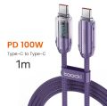 Toocki USB C to USB C Cable 100W 5A PD Fast Charging Charger Cable Type C to Type C Display Cable for Macbook Samsung Huawei Xiaomi.