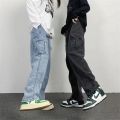 Baggy Straight Men's Cargo Jeans Fashion Streetwear Hip Hop Wide Pants Harajuku Y2K High Street Korean Male Denim Trousers. 