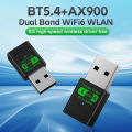 New Upgrades Mini USB Wireless Bluetooth 5.4 Transmitter Receiver Adapter WiFi 6 Dongle 900Mbps Dual Band For PC Laptop Win10/11. 