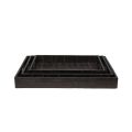 3 Pcs Leather Tray Set-Brown. 